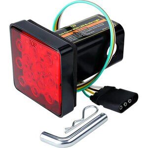 Trailer Hitch Receiver Cover with 12 LEDs Red Brake Light with 2" Receiver